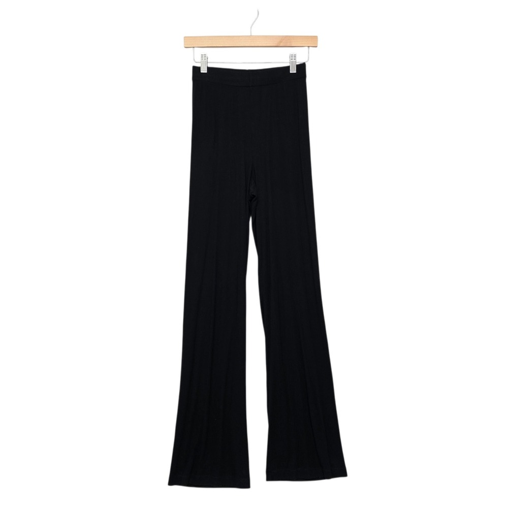 Skims Black Ribbed Knit Wide Leg High Rise Pants Size XS Loungewear Flare